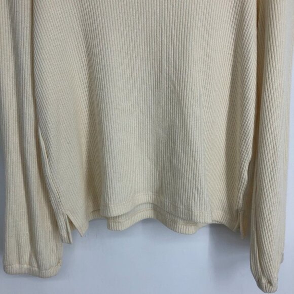 Madewell Offwhite Cream Mock Neck Bubble Sleeve Ribbed Sweater Top size S - Picture 7 of 16